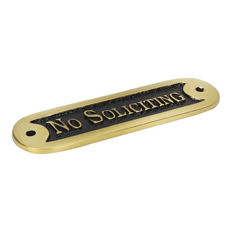 A29 Rectangular No Soliciting Door Sign Plate, Blackened Brass Finish Door Sign for Homes Offices Shop Cafe Stores, Easy Diy Installation for Indoors and Outdoors Decor(6 1/4 X 1 3/4 Inches) - Image 3